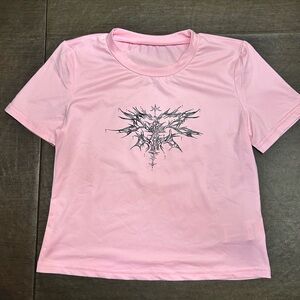 SHEIN Light Pink Tee with Abstract Graphic